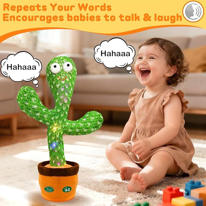 Dancing Talking Cactus Toy Singing Record Repeat What You Say